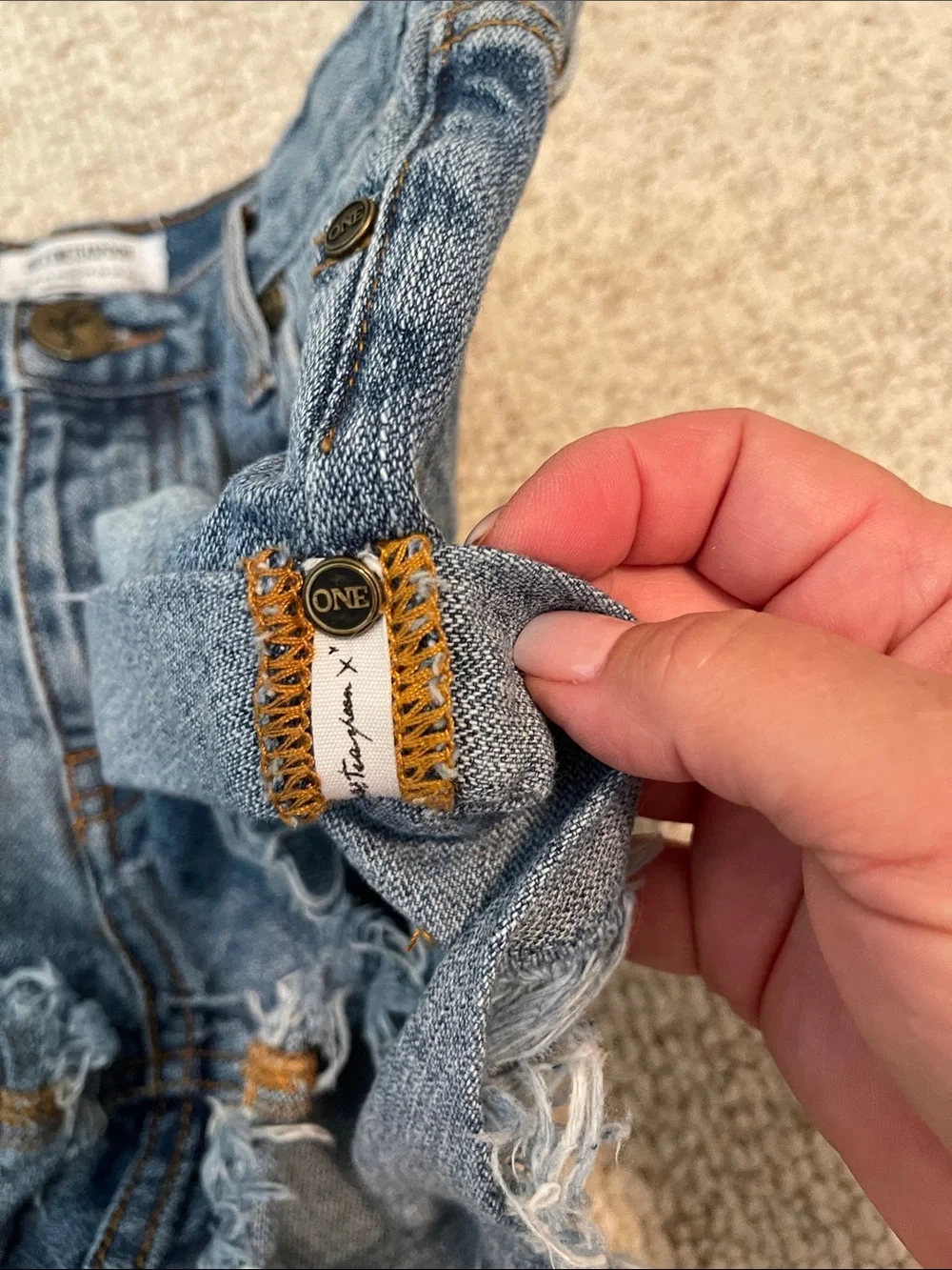 One Teaspoon Light Blue Frayed Hem Denim Shorts